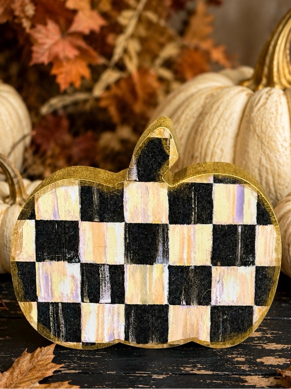 Courtly Check Wood Pumpkin Black White